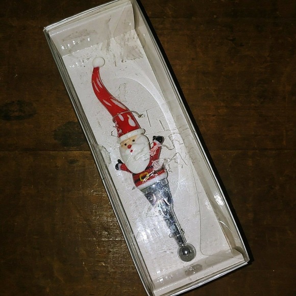 LS ARTS handblown glass Santa Clause Christmas wine bottle stopper - Picture 3 of 4